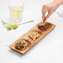 Load image into Gallery viewer, Handcrafted Olive Wood 3-Section Dish – Snack &amp; Appetizer Tray