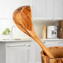 Load image into Gallery viewer, Handmade Olive Wood Kitchen Utensils Set of 5 with Wooden Holder